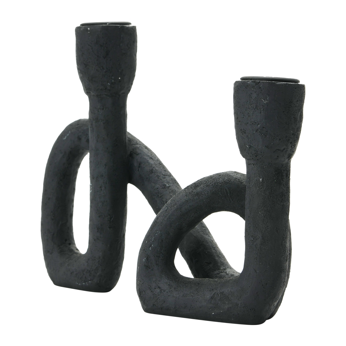 Aloa - Decorative Resin Double Taper Candle Holder, Black