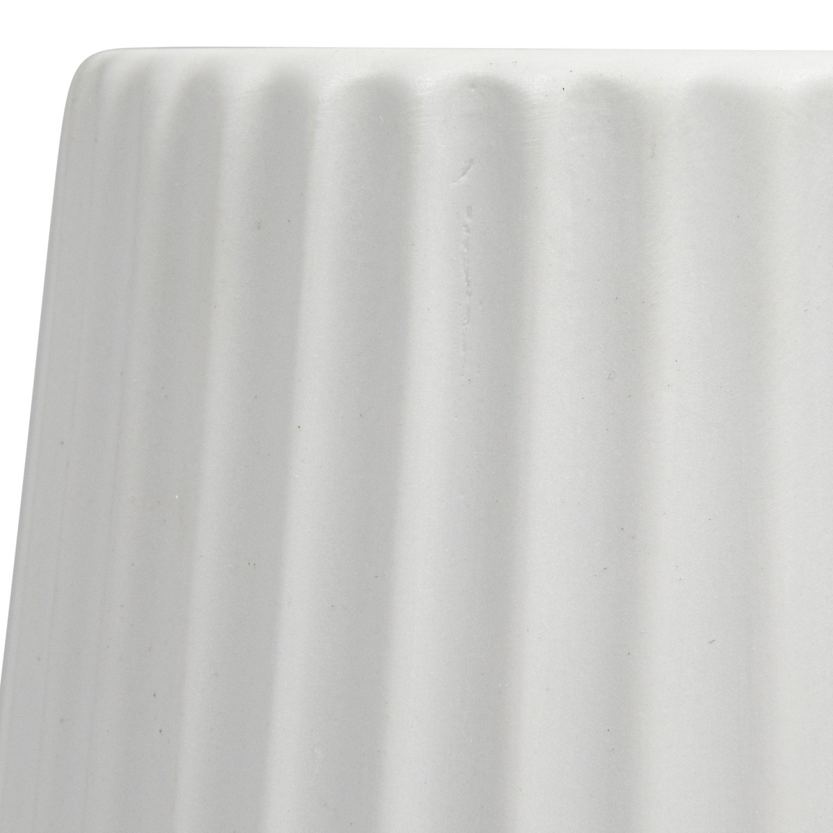 Renee - Round Stoneware Fluted Vase with Embossed Lines, Matte White