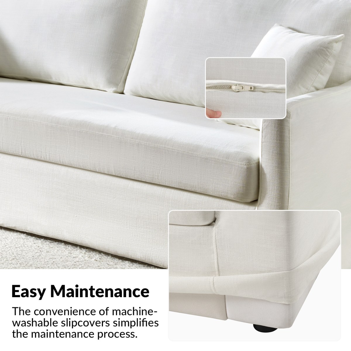 Orson - Sofa Slipcovered Fabric Sofa with Reversible Cushions