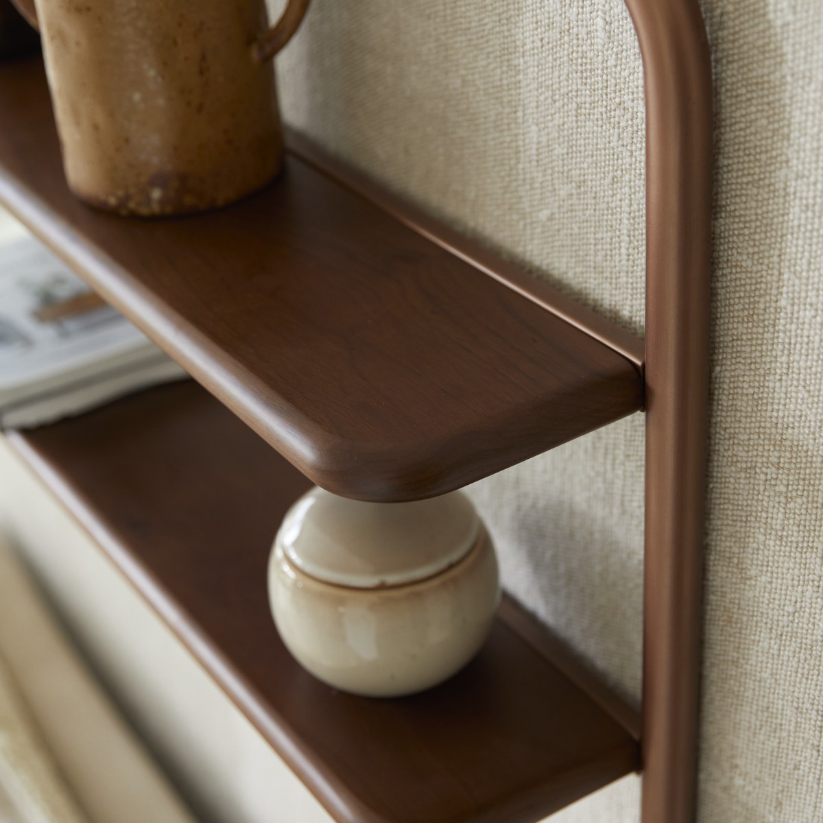 Félicie - Walnut and brass shelf mirror