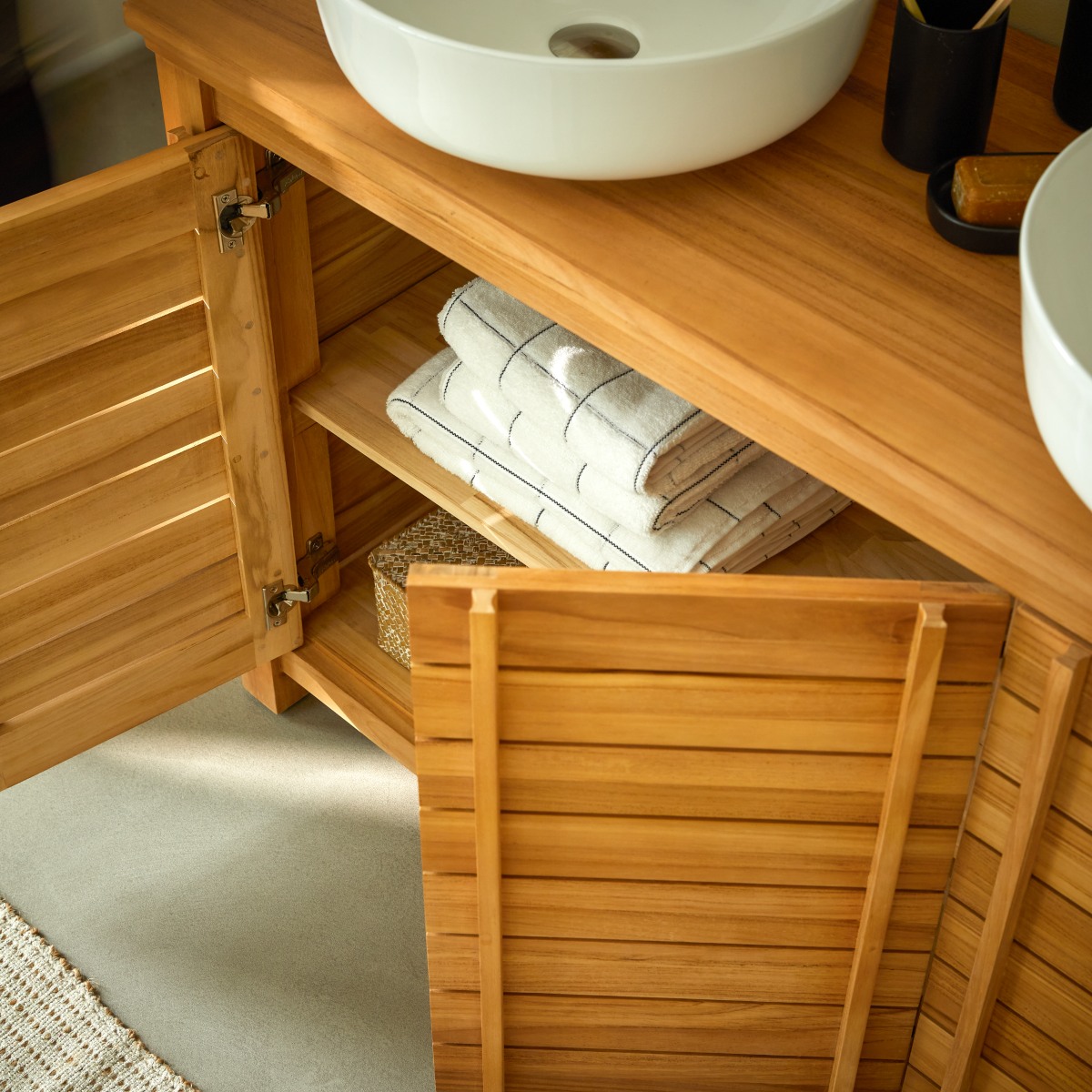 Rose - Solid teak vanity unit 125 cm