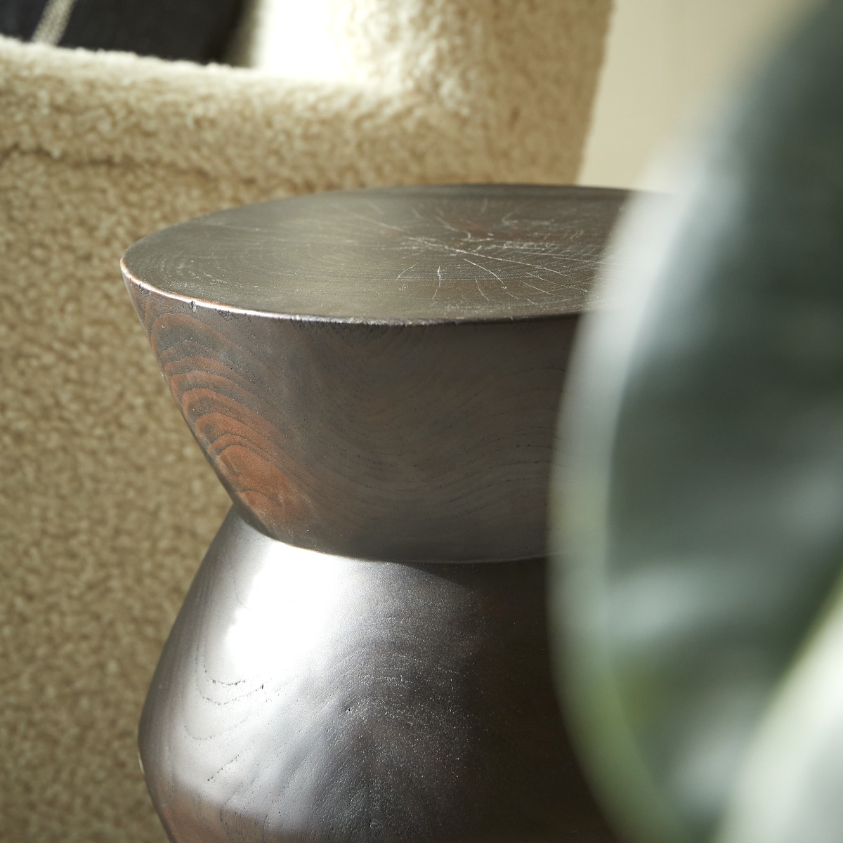 Tera - Black solid teak side table