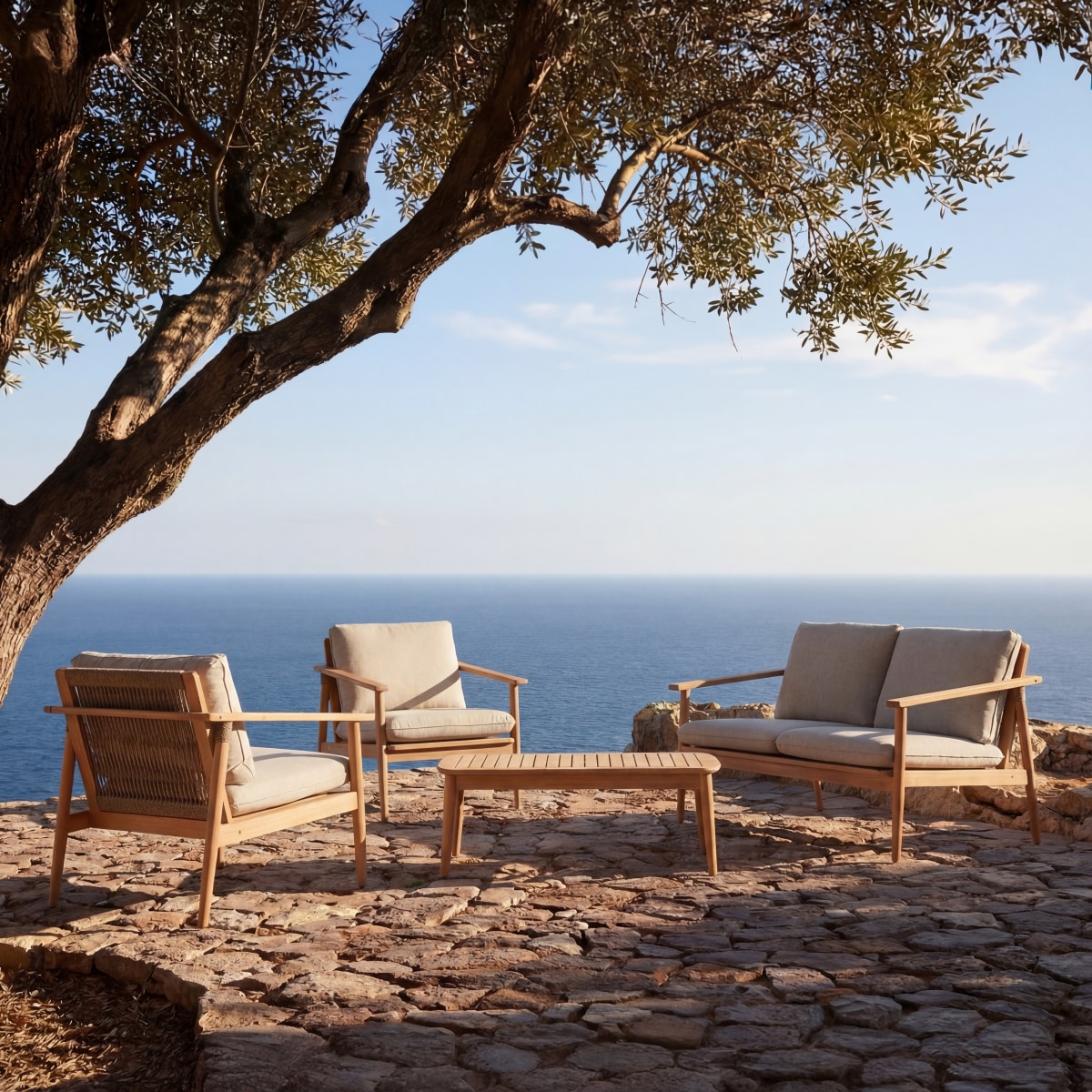 Daniela - Salón de jardín de acacia maciza de 4 plazas