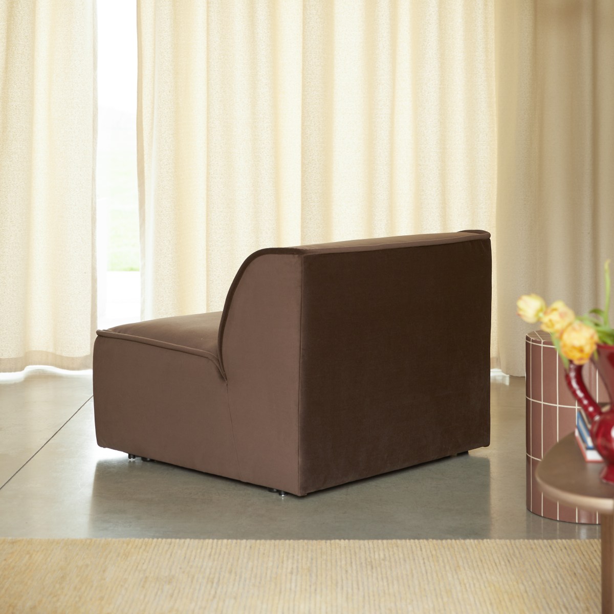 Quinto - Chauffeuse modulable en tissu marron