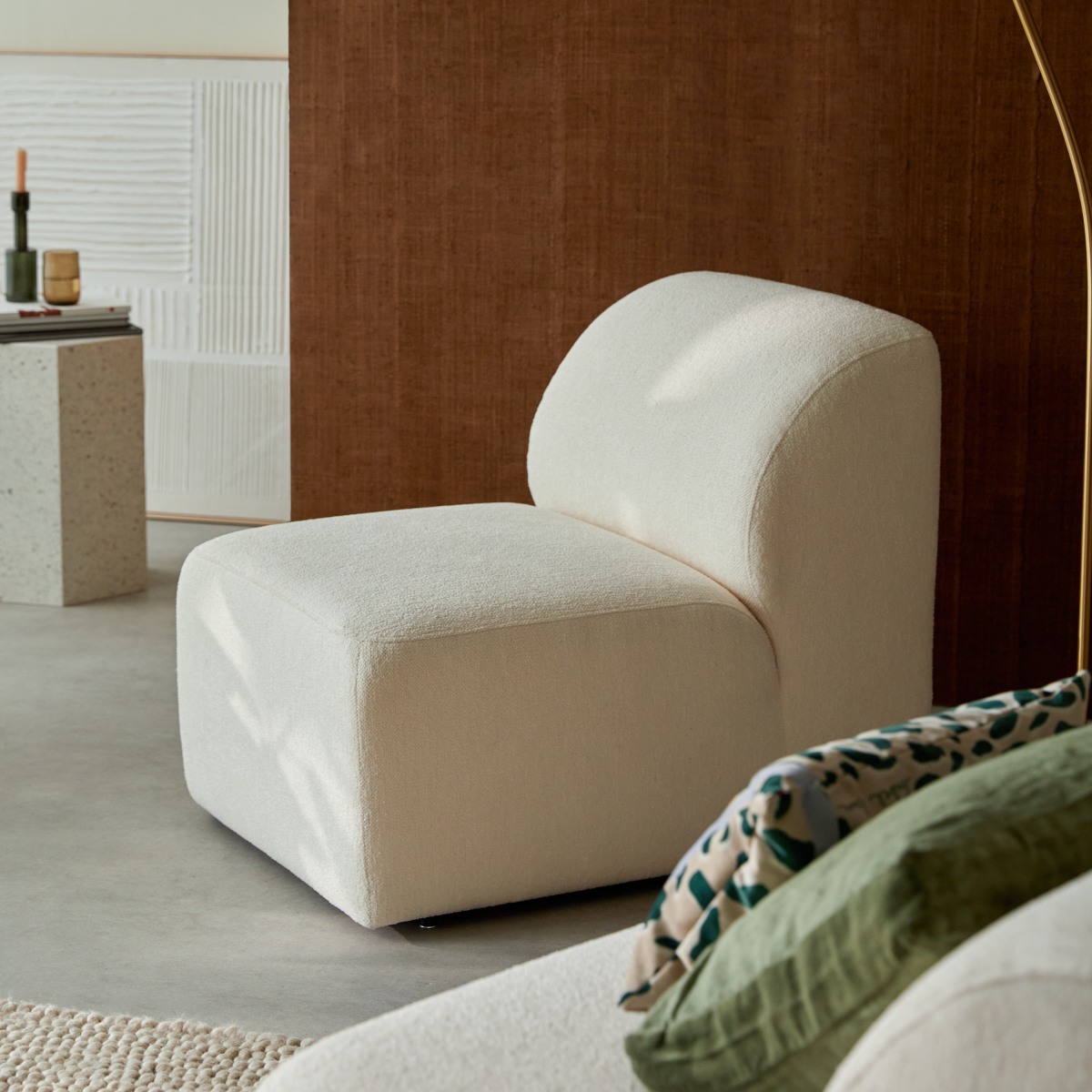 Vénus - Sillón modular de tela cruda, modelo pequeño