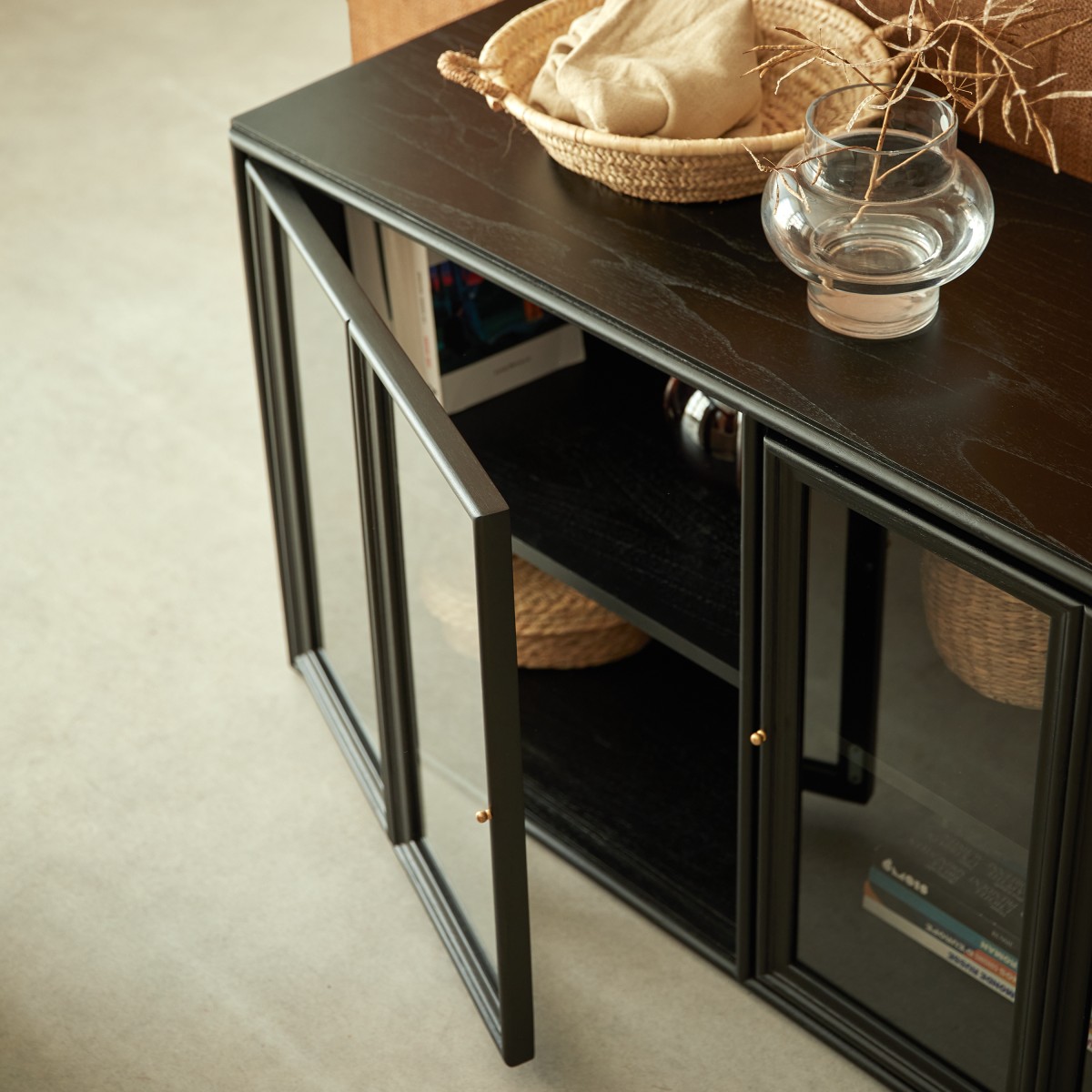 Anna - Credenza bassa vetrina in mindi 120 cm