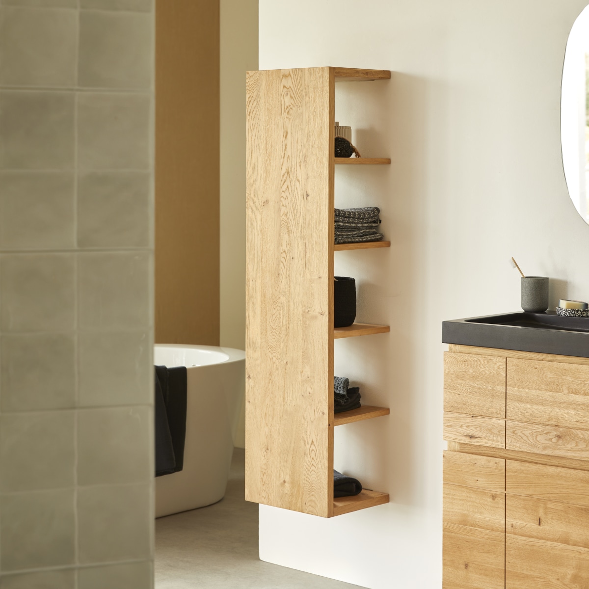 Easy - Hochschrank aus massivem Eichenholz