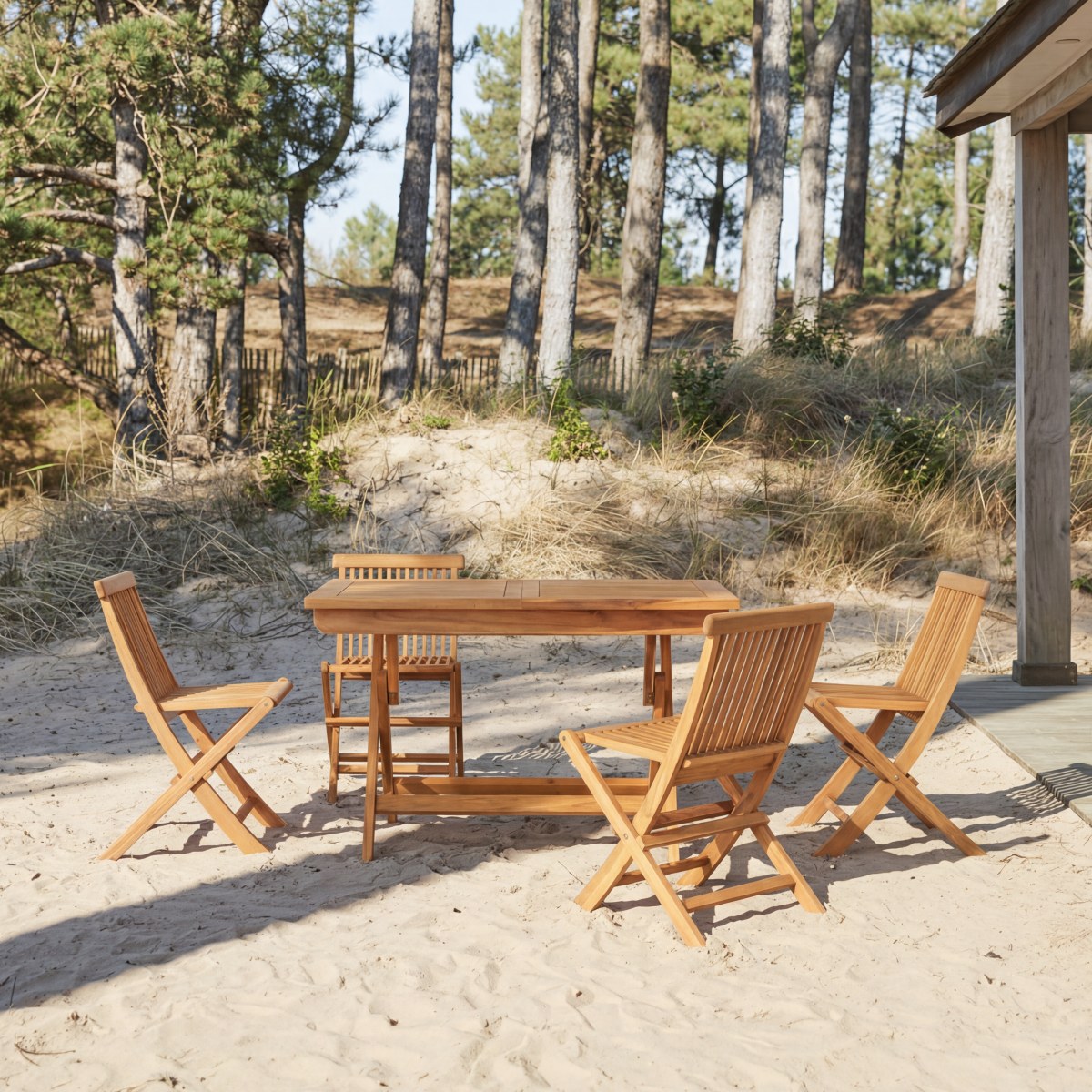 Capri - Outdoor Gartenmöbel Set aus massiver Akazie 4 Stühle