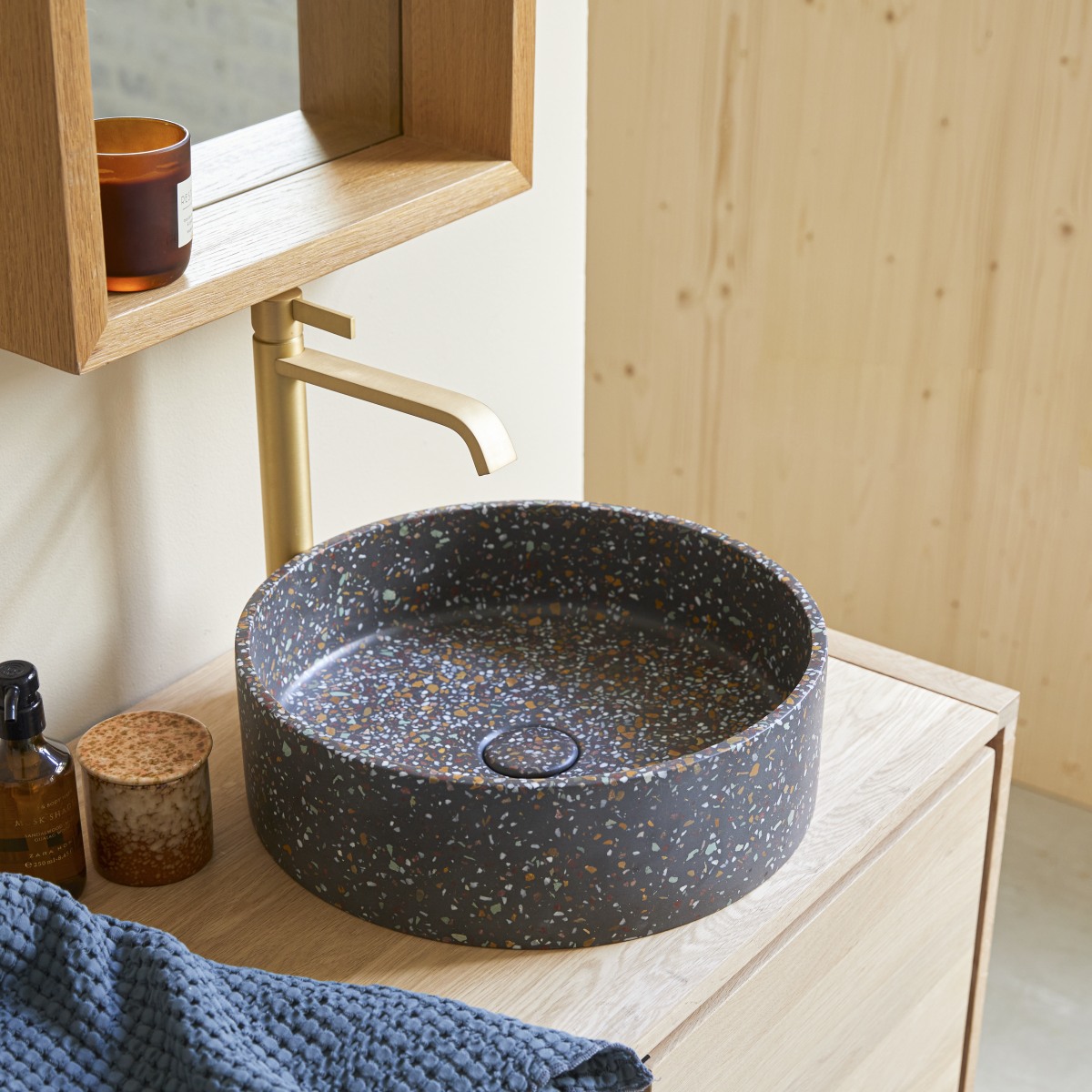 Gina - Rundes Waschbecken aus Terrazzo Konfetti ∅ 39 cm