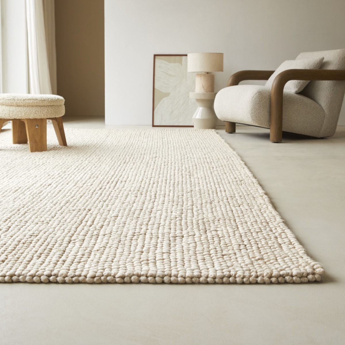 Beiger Wollteppich 200 x 300 cm – Esszimmerdeko – Tikamoon