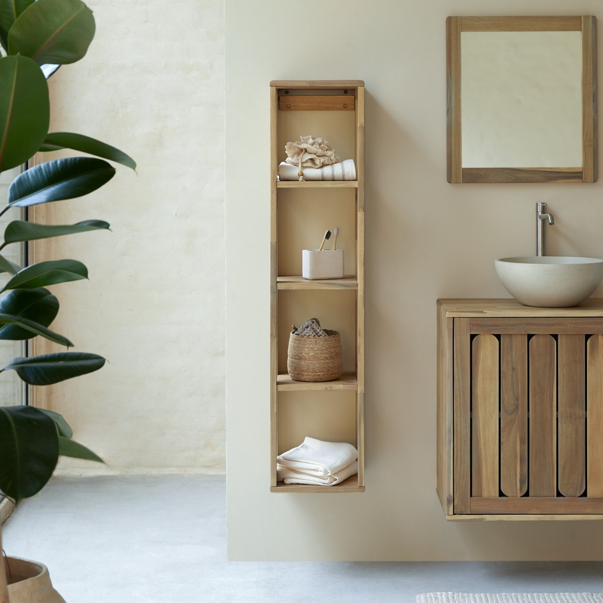 Lila - Hängeschrank aus massivem Akazienholz
