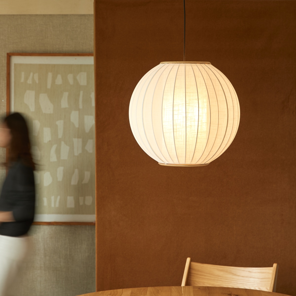 Elia - Lampen aus weißem Leinen und Eiche 50 cm