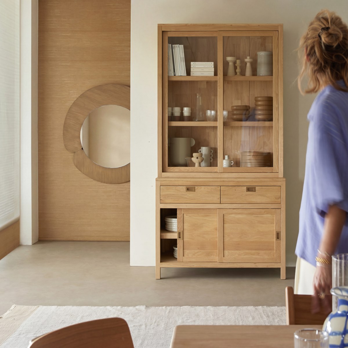 Heidi - Geschirrschrank aus massivem Eichenholz 110 cm