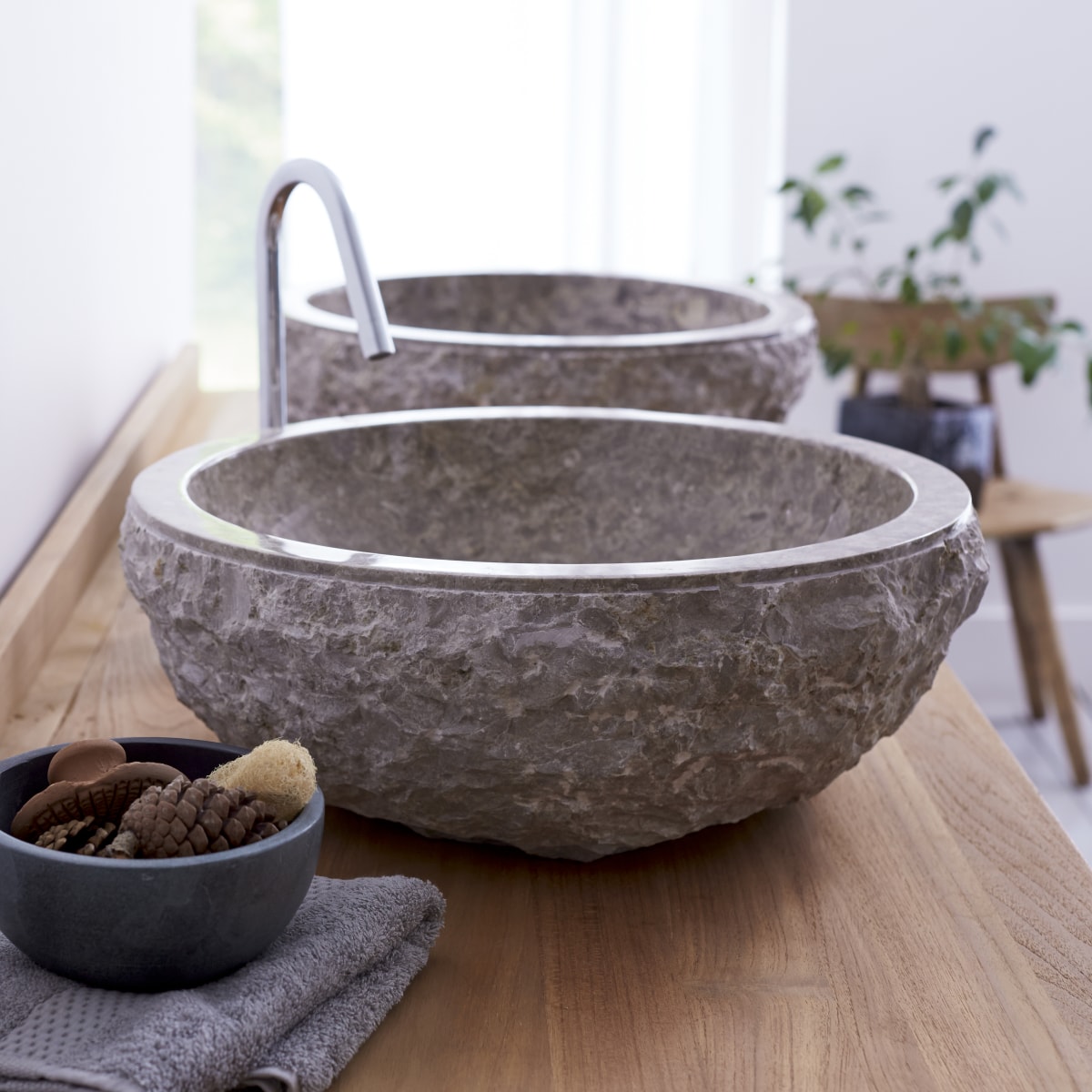 Scrula - Waschbecken aus Marmor grey ∅ 45 cm
