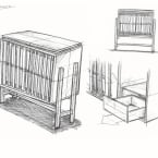 Isaure - Anrichte Nussbaum massiv und Premium-Terrazzo 80 cm