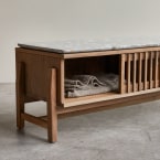 Isaure - Mobile TV in legno di noce massello e battuto di terrazzo premium 140 cm