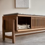 Isaure - Mobile TV in legno di noce massello e battuto di terrazzo premium 175 cm