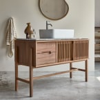 Isaure - Badezimmerschrank aus Nussbaum massiv und Premium-Terrazzo 125 cm