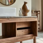 Isaure - Meuble salle de bain en noyer massif et terrazzo premium 125 cm