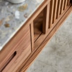 Isaure - Solid walnut and premium terrazzo bathroom cabinet 125 cm