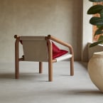 Opéra - Sillón de roble macizo y terciopelo rojo