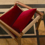 Opéra - Fauteuil van massief eikenhout en rood fluweel