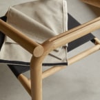 Opéra - Sillón de roble macizo claro y terciopelo color crema