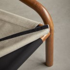 Opéra - Sillón de roble macizo oscuro y terciopelo color crema