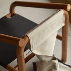 Opéra - Sillón de roble macizo oscuro y terciopelo color crema