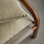 Opéra - Poltrona in rovere massello scuro e velluto color crema