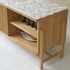 Isaure - Buffetkast van massief teakhout en premium terrazzo 140 cm