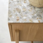 Isaure - Credenza in teak massello e battuto di terrazzo premium 140 cm