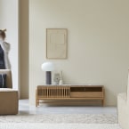 Isaure - Mobile TV in teak massello e battuto di terrazzo premium 140 cm