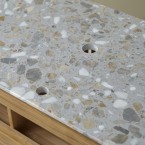 Isaure - Mobile per il bagno in teak massello e battuto di terrazzo premium 125 cm