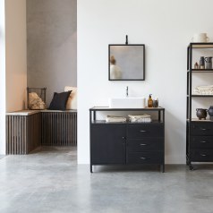 Industriel - Mueble para lavabo de mango macizo y metal de 95 cm