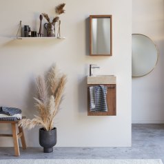 Stelle - Mueble lavamanos de nogal macizo y mármol color crema