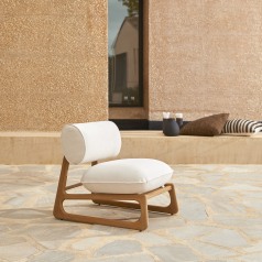 Julia - Gartensessel aus massivem Teakholz und Stoff