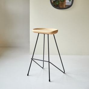 Mari - Black solid ash and metal Bar Stool