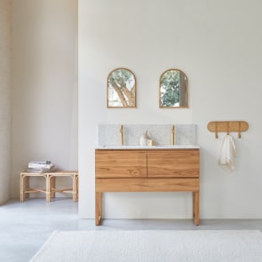 Edgar - Mueble de baño de teca maciza y terrazo moon de alta calidad 120 cm