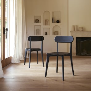 Abel - Set of 2 black solid oak chairs
