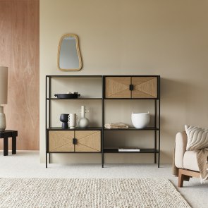 Fidele - Solid mango wood and metal bookcase