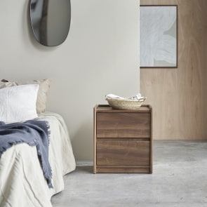 Arto - Two-drawer solid walnut bedside cabinet