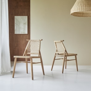 Arturo - Set van 2 stoelen in massief acacia met vlechtwerk