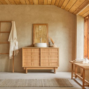 Miu - Solid oak 115 cm bathroom cabinet