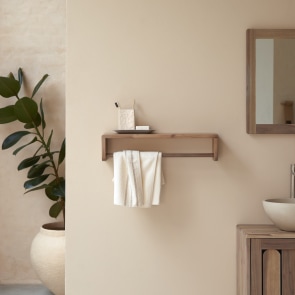 Lila - Wall-mounted towel rail in solid acacia 60 cm