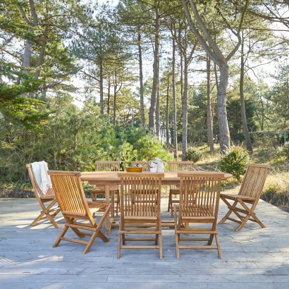Capri - Ovale tuinset in massief acaciahout met 8 stoelen