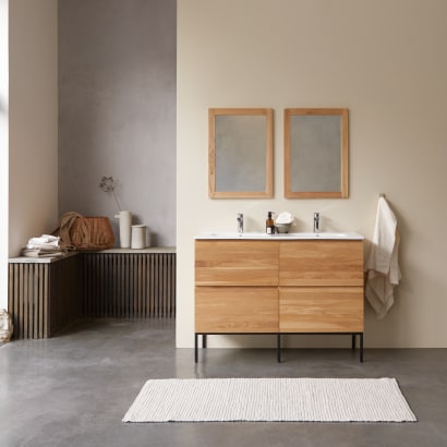 Nova - Mueble de baño de roble macizo y cerámica 120 cm