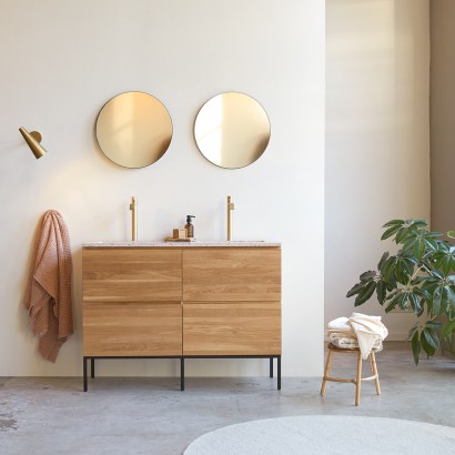 Nova - Badezimmermöbel aus massivem Eichenholz und Premium-Terrazzo Pink 120 cm