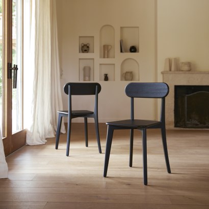 Abel - ﻿Set of 2 black solid oak chairs