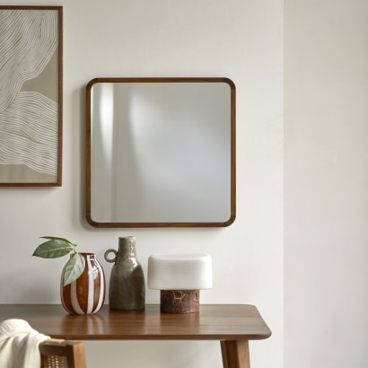 East - Specchio quadrato in teak massello 60 x 60 cm